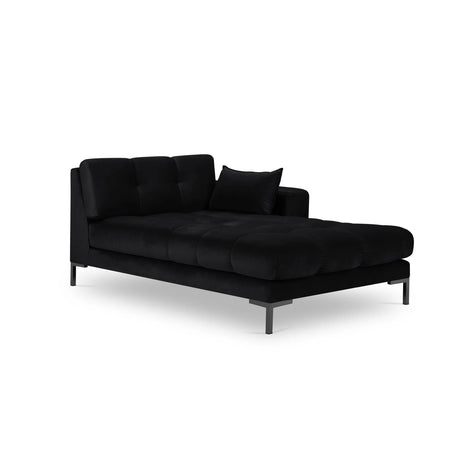 Mamaia 2-Sitzer Chaiselongue Rechte Seite, Metallbeine Schwarz, mit Bezug aus Samt (Blu19) in Schwarz, 185x102 cm – Bild 1