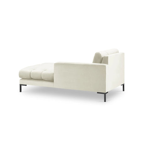Mamaia 2-Sitzer Chaiselongue Rechte Seite, Metallbeine Schwarz, mit Bezug aus Samt (Blu22) in Leichtes Beige, 185x102 cm – Bild 4