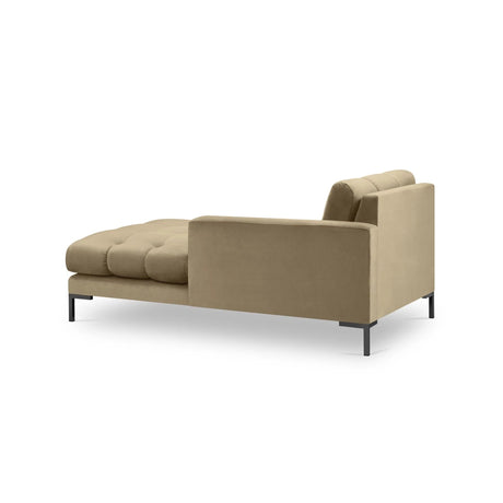 Mamaia 2-Sitzer Chaiselongue Rechte Seite, Metallbeine Schwarz, mit Bezug aus Samt (Blu28) in Beige, 185x102 cm – Bild 4