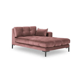 Mamaia 2-Sitzer Chaiselongue Rechte Seite, Metallbeine Schwarz, mit Bezug aus Samt (Blu52) in Rosa, 185x102 cm – Bild 1