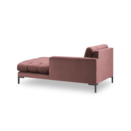 Mamaia 2-Sitzer Chaiselongue Rechte Seite, Metallbeine Schwarz, mit Bezug aus Samt (Blu52) in Rosa, 185x102 cm – Bild 4