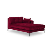 Mamaia 2-Sitzer Chaiselongue Rechte Seite, Metallbeine Schwarz, mit Bezug aus Samt (Blu59) in Rot, 185x102 cm – Bild 1