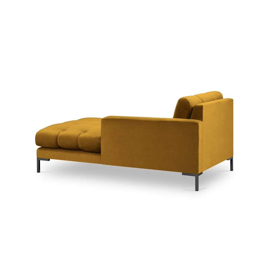 Mamaia 2-Sitzer Chaiselongue Rechte Seite, Metallbeine Schwarz, mit Bezug aus Samt (Blu68) in Gelb, 185x102 cm – Bild 4