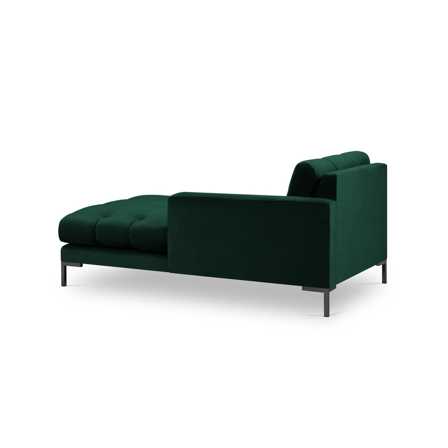 Mamaia 2-Sitzer Chaiselongue Rechte Seite, Metallbeine Schwarz, mit Bezug aus Samt (Blu78) in Flaschengrün, 185x102 cm – Bild 4