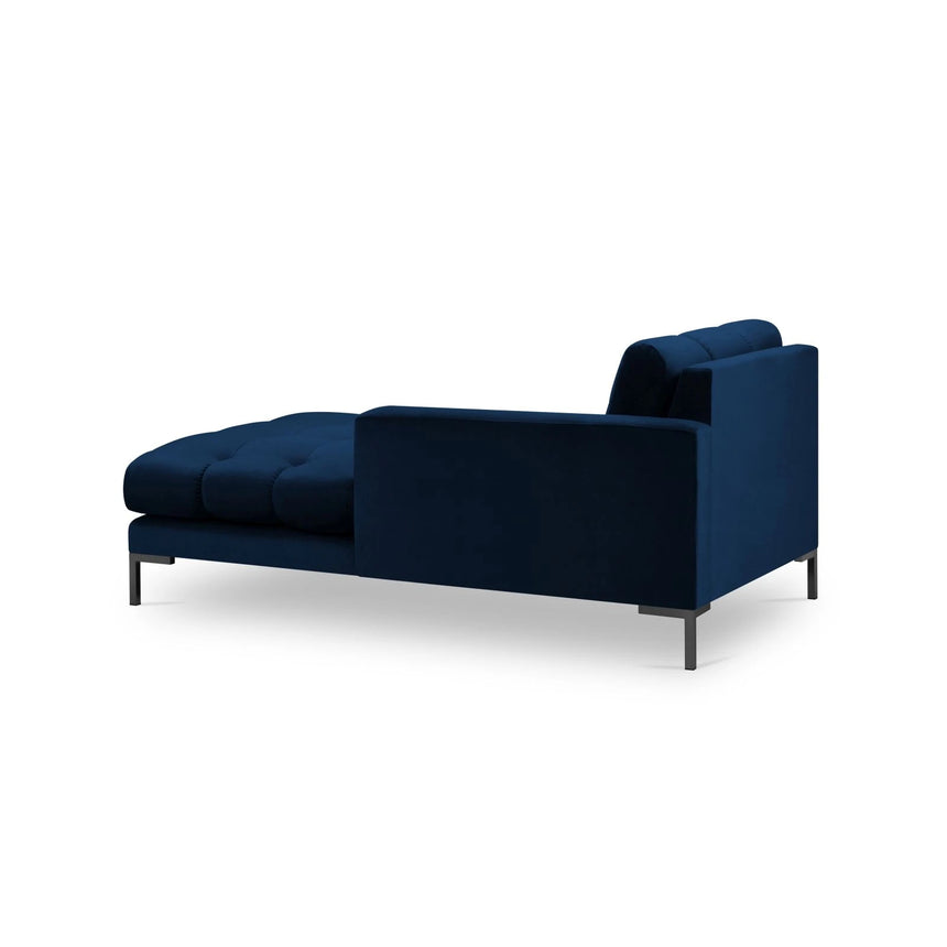 Mamaia 2-Sitzer Chaiselongue Rechte Seite, Metallbeine Schwarz, mit Bezug aus Samt (Blu86) in Königsblau, 185x102 cm – Bild 4