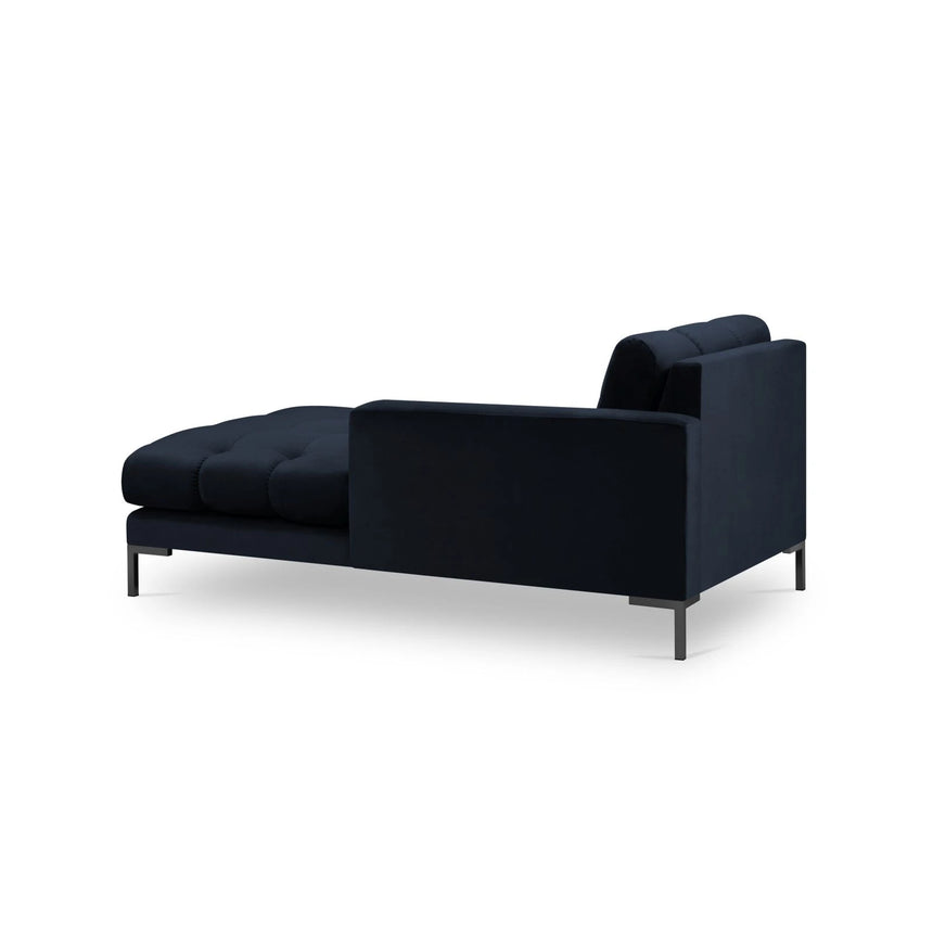Mamaia 2-Sitzer Chaiselongue Rechte Seite, Metallbeine Schwarz, mit Bezug aus Samt (Blu89) in Dunkelblau, 185x102 cm – Bild 4
