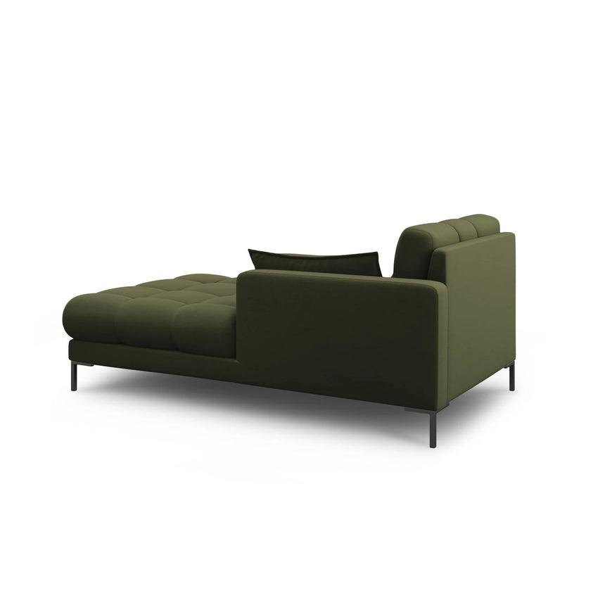 Mamaia 2-Sitzer Chaiselongue Rechte Seite, Metallbeine Schwarz, mit Bezug aus Strukturierter Stoff (Nev39) in Grün, 185x102 cm – Bild 3