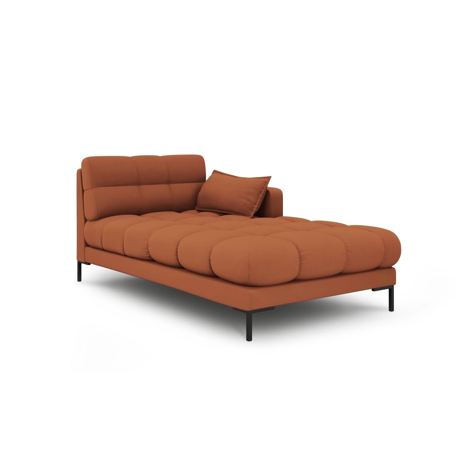 Mamaia 2-Sitzer Chaiselongue Rechte Seite, Metallbeine Schwarz, mit Bezug aus Strukturierter Stoff (Nev52) in Ziegel, 185x102 cm – Bild 1