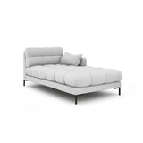 Mamaia 2-Sitzer Chaiselongue Rechte Seite, Metallbeine Schwarz, mit Bezug aus Strukturierter Stoff (Nev80) in Hellgrau, 185x102 cm – Bild 1