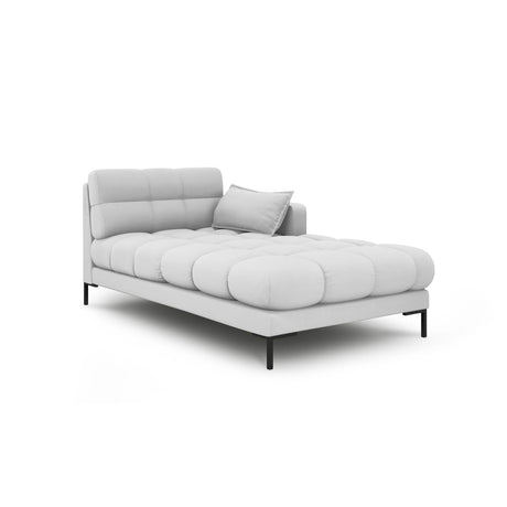 Mamaia 2-Sitzer Chaiselongue Rechte Seite, Metallbeine Schwarz, mit Bezug aus Strukturierter Stoff (Nev80) in Hellgrau, 185x102 cm – Bild 1