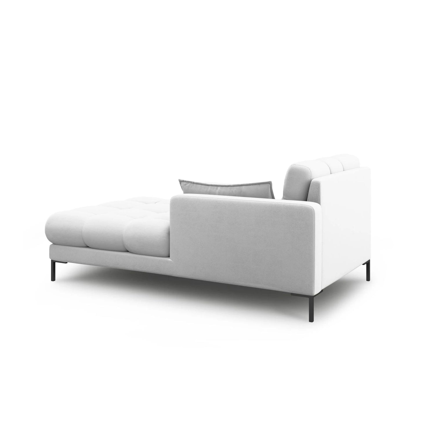 Mamaia 2-Sitzer Chaiselongue Rechte Seite, Metallbeine Schwarz, mit Bezug aus Strukturierter Stoff (Nev80) in Hellgrau, 185x102 cm – Bild 3