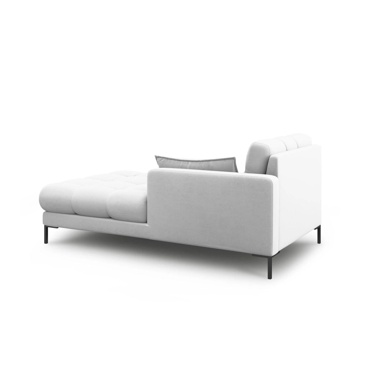 Mamaia 2-Sitzer Chaiselongue Rechte Seite, Metallbeine Schwarz, mit Bezug aus Strukturierter Stoff (Nev80) in Hellgrau, 185x102 cm – Bild 3