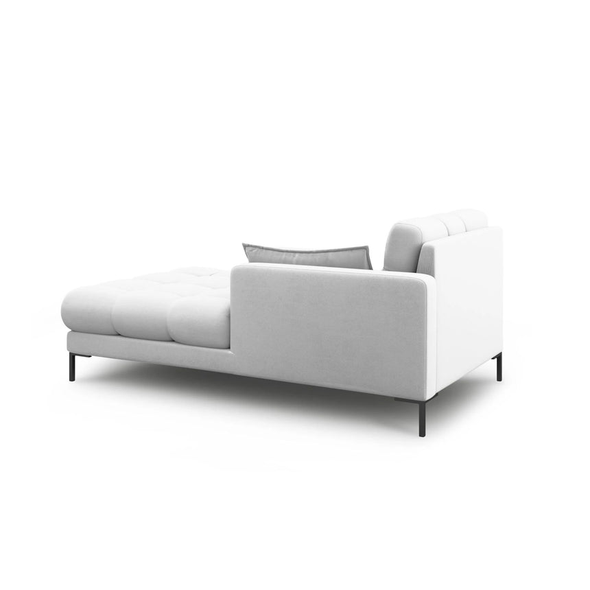 Mamaia 2-Sitzer Chaiselongue Rechte Seite, Metallbeine Schwarz, mit Bezug aus Strukturierter Stoff (Nev80) in Hellgrau, 185x102 cm – Bild 3