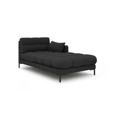 Mamaia 2-Sitzer Chaiselongue Rechte Seite, Metallbeine Schwarz, mit Bezug aus Strukturierter Stoff (Nev97) in Dunkelgrau, 185x102 cm – Bild 1