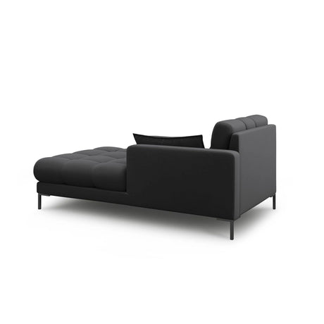 Mamaia 2-Sitzer Chaiselongue Rechte Seite, Metallbeine Schwarz, mit Bezug aus Strukturierter Stoff (Nev97) in Dunkelgrau, 185x102 cm – Bild 3