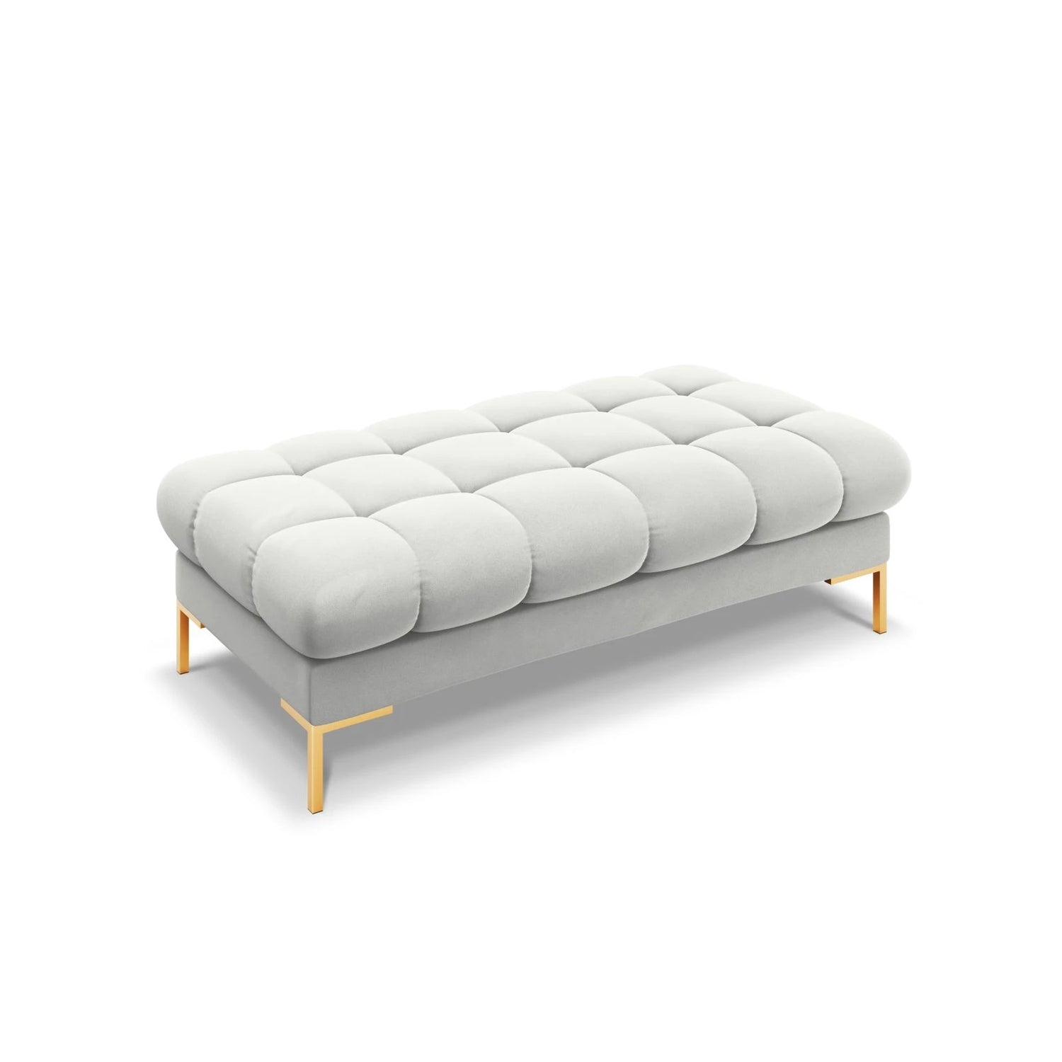 Mamaia 2-Sitzer Sitz-Bank, Beine Goldmetall, mit Bezug aus Samt (Blu03) in Silber, 62x133 cm – Bild 1