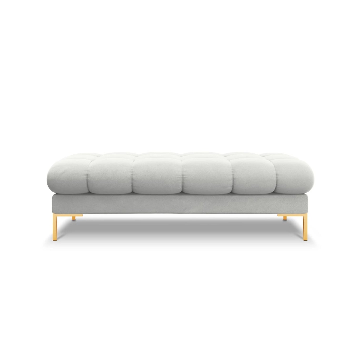 Mamaia 2-Sitzer Sitz-Bank, Beine Goldmetall, mit Bezug aus Samt (Blu03) in Silber, 62x133 cm – Bild 3