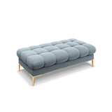 Mamaia 2-Sitzer Sitz-Bank, Beine Goldmetall, mit Bezug aus Samt (Blu06) in Hellblau, 62x133 cm – Bild 1