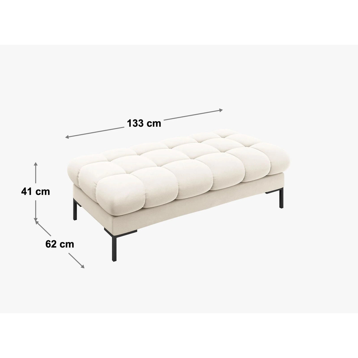 Mamaia 2-Sitzer Sitz-Bank, Beine Goldmetall, mit Bezug aus Samt (Blu18) in Dunkelgrau, 62x133 cm – Bild 2