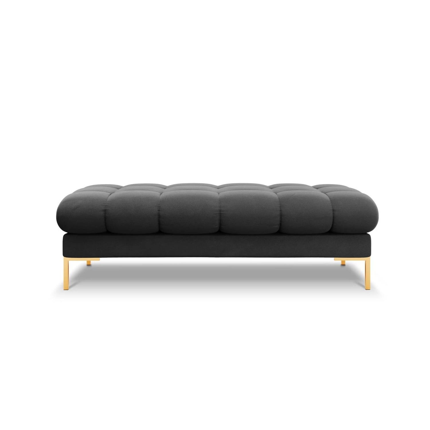Mamaia 2-Sitzer Sitz-Bank, Beine Goldmetall, mit Bezug aus Samt (Blu18) in Dunkelgrau, 62x133 cm – Bild 3