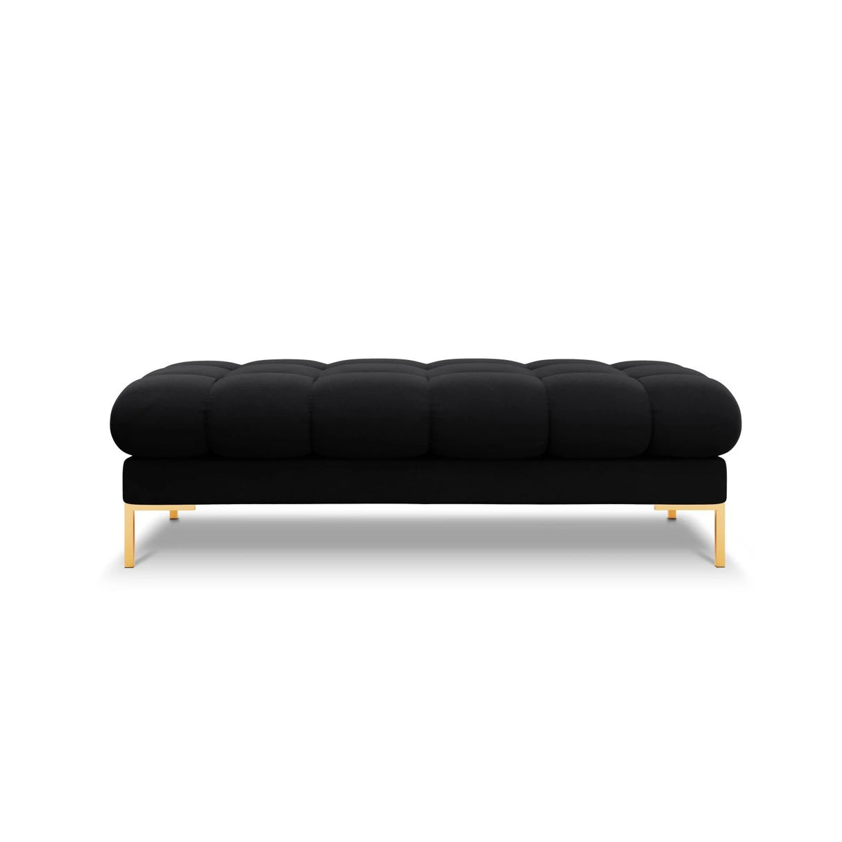 Mamaia 2-Sitzer Sitz-Bank, Beine Goldmetall, mit Bezug aus Samt (Blu19) in Schwarz, 62x133 cm – Bild 3