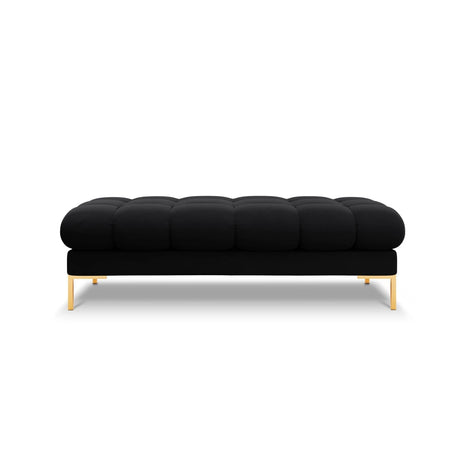 Mamaia 2-Sitzer Sitz-Bank, Beine Goldmetall, mit Bezug aus Samt (Blu19) in Schwarz, 62x133 cm – Bild 3