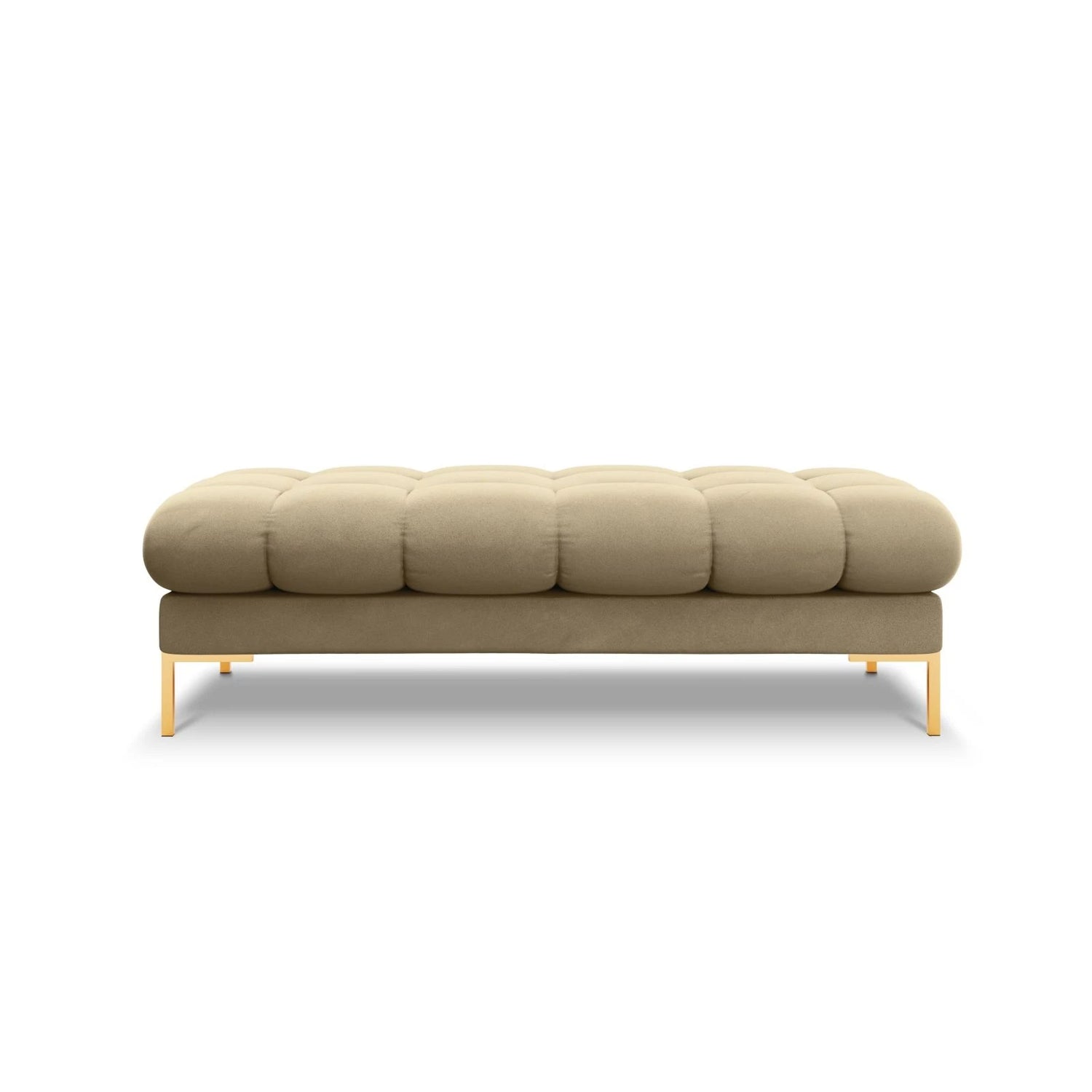 Mamaia 2-Sitzer Sitz-Bank, Beine Goldmetall, mit Bezug aus Samt (Blu28) in Beige, 62x133 cm – Bild 3