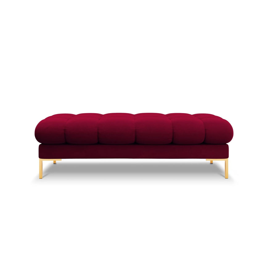 Mamaia 2-Sitzer Sitz-Bank, Beine Goldmetall, mit Bezug aus Samt (Blu59) in Rot, 62x133 cm – Bild 3