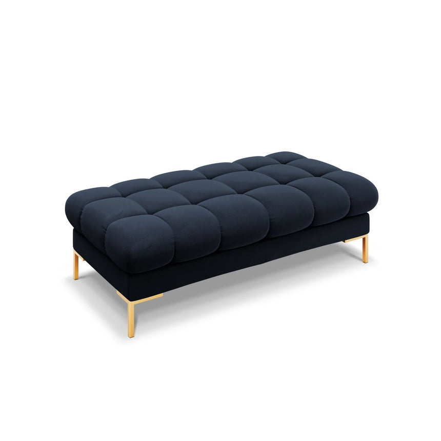 Mamaia 2-Sitzer Sitz-Bank, Beine Goldmetall, mit Bezug aus Samt (Blu89) in Dunkelblau, 62x133 cm – Bild 1