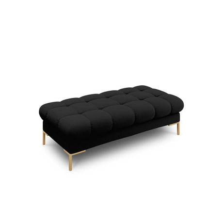 Mamaia 2-Sitzer Sitz-Bank, Beine Goldmetall, mit Bezug aus Strukturierter Stoff (Nev100) in Schwarz, 62x133 cm – Bild 1
