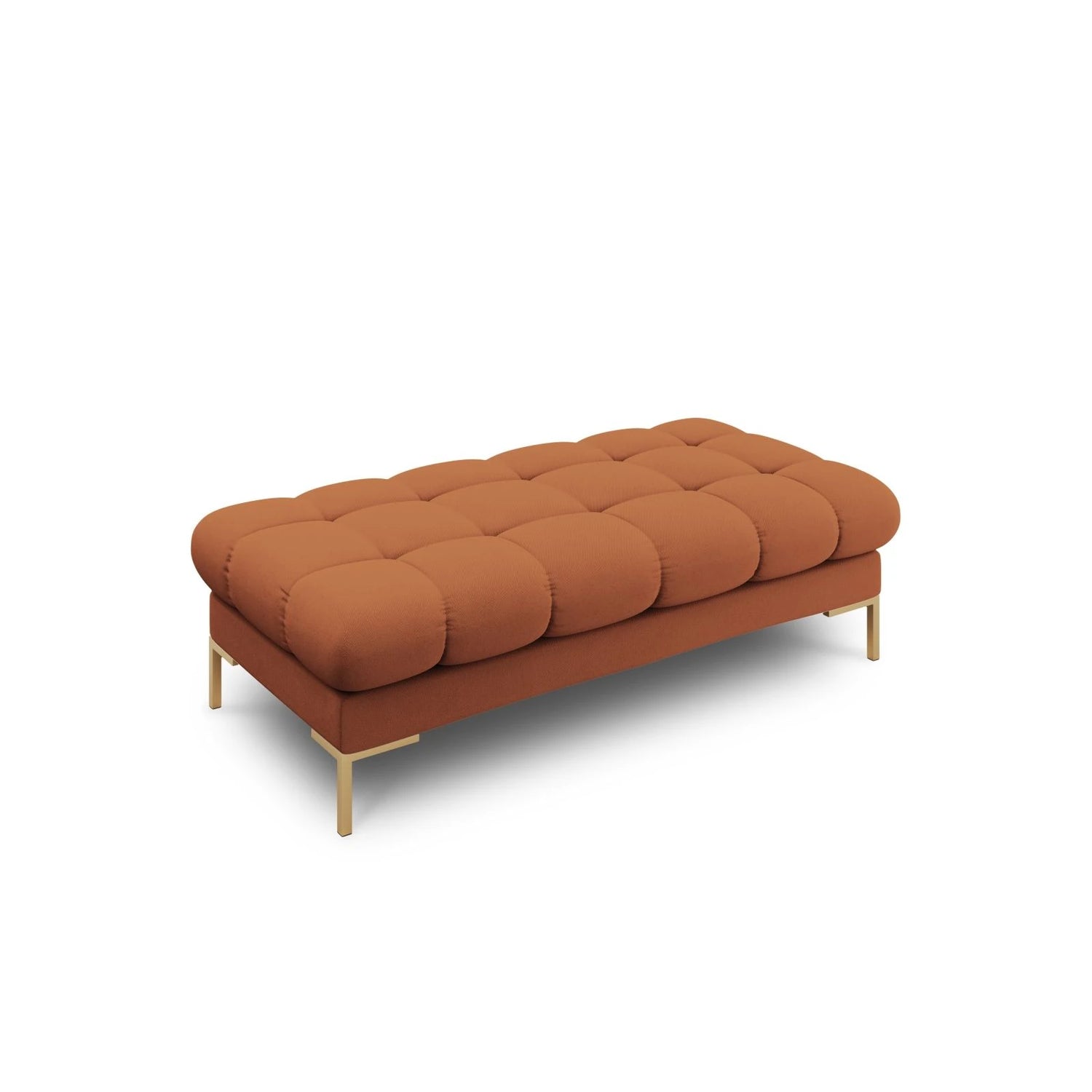 Mamaia 2-Sitzer Sitz-Bank, Beine Goldmetall, mit Bezug aus Strukturierter Stoff (Nev52) in Ziegel, 62x133 cm – Bild 1