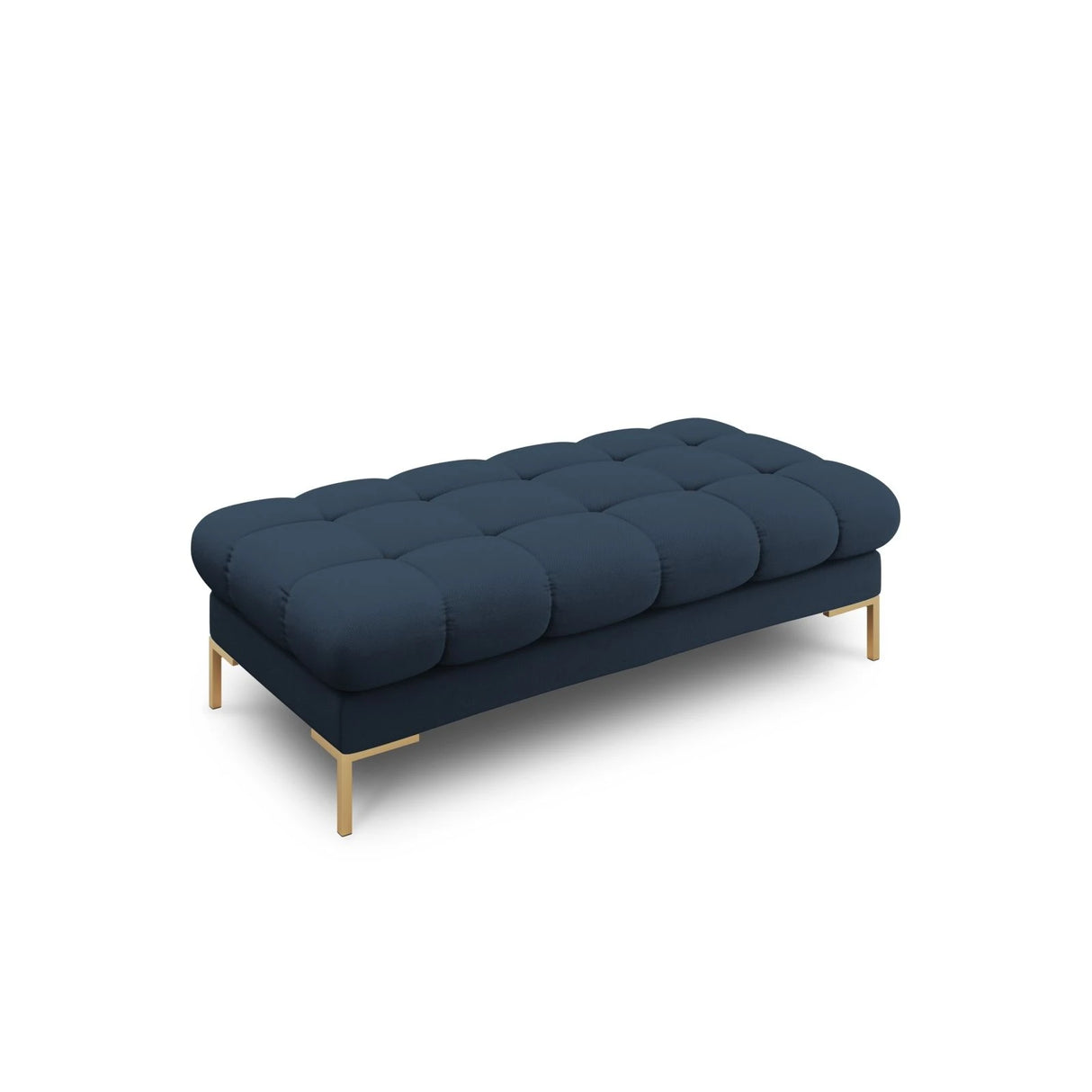 Mamaia 2-Sitzer Sitz-Bank, Beine Goldmetall, mit Bezug aus Strukturierter Stoff (Nev77) in Blau, 62x133 cm – Bild 1