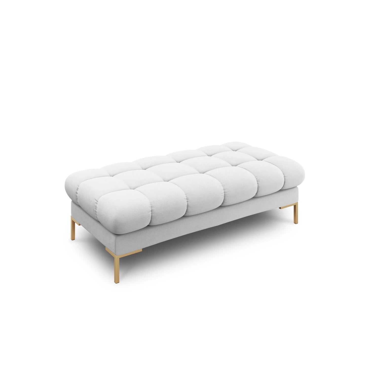 Mamaia 2-Sitzer Sitz-Bank, Beine Goldmetall, mit Bezug aus Strukturierter Stoff (Nev80) in Hellgrau, 62x133 cm – Bild 1