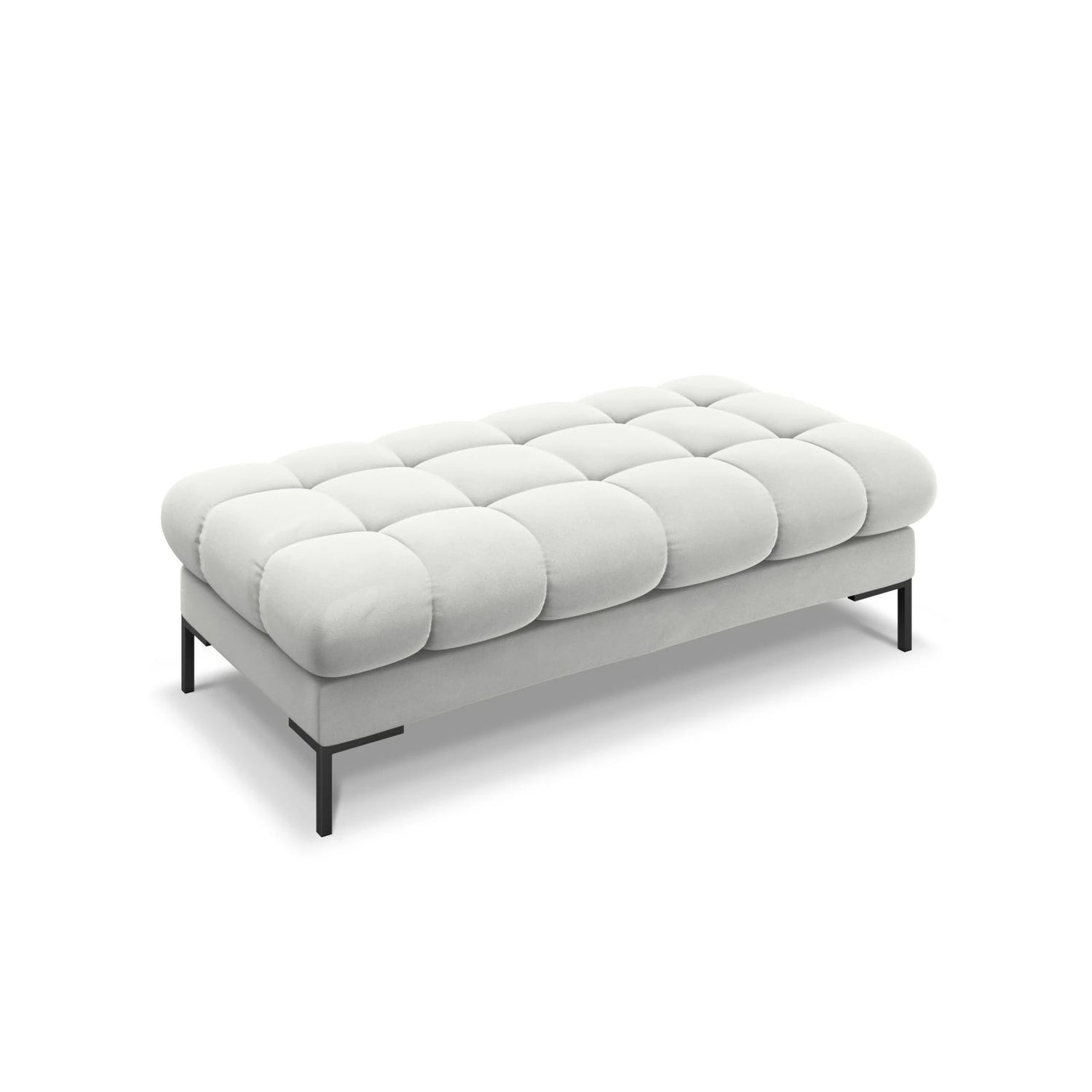 Mamaia 2-Sitzer Sitz-Bank, Metallbeine Schwarz, mit Bezug aus Samt (Blu03) in Silber, 62x133 cm – Bild 1