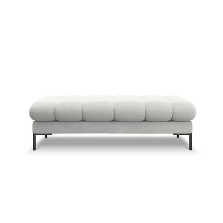 Mamaia 2-Sitzer Sitz-Bank, Metallbeine Schwarz, mit Bezug aus Samt (Blu03) in Silber, 62x133 cm – Bild 3