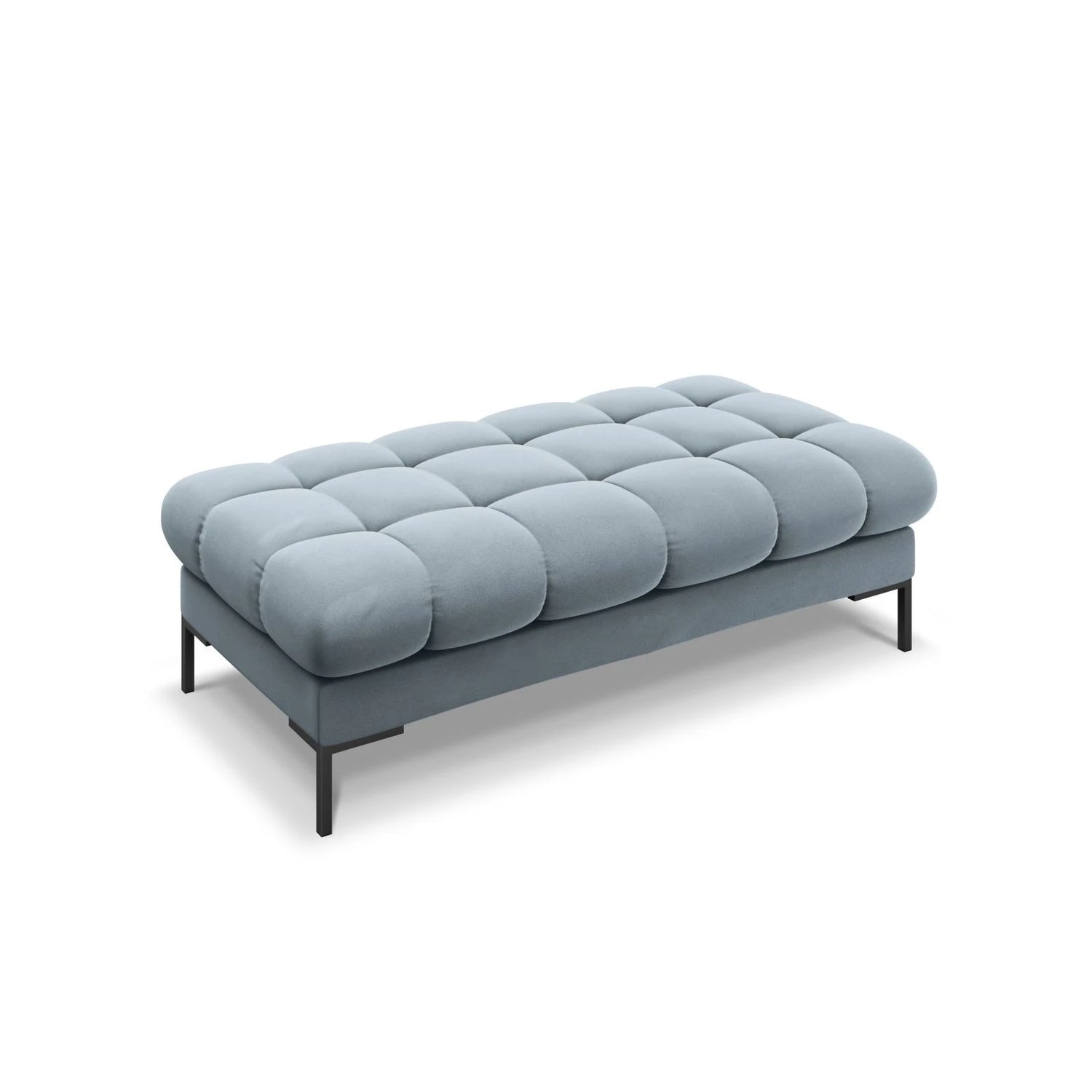 Mamaia 2-Sitzer Sitz-Bank, Metallbeine Schwarz, mit Bezug aus Samt (Blu06) in Hellblau, 62x133 cm – Bild 1