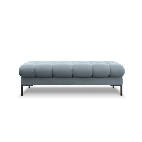 Mamaia 2-Sitzer Sitz-Bank, Metallbeine Schwarz, mit Bezug aus Samt (Blu06) in Hellblau, 62x133 cm – Bild 3