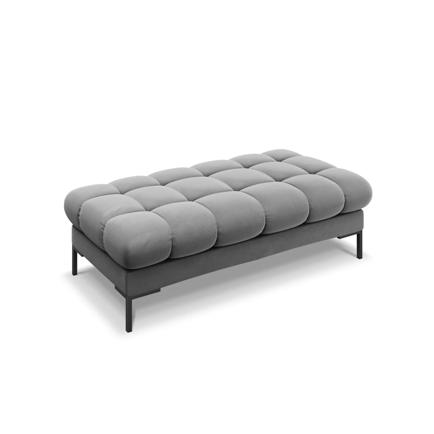 Mamaia 2-Sitzer Sitz-Bank, Metallbeine Schwarz, mit Bezug aus Samt (Blu13) in Hellgrau, 62x133 cm – Bild 1
