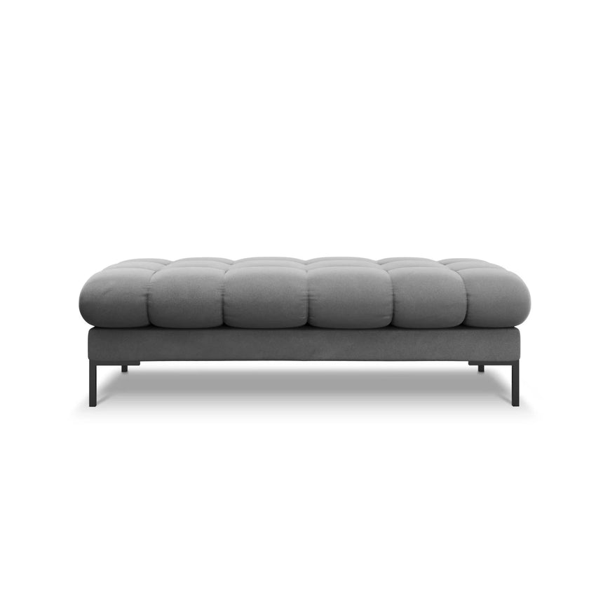 Mamaia 2-Sitzer Sitz-Bank, Metallbeine Schwarz, mit Bezug aus Samt (Blu13) in Hellgrau, 62x133 cm – Bild 3