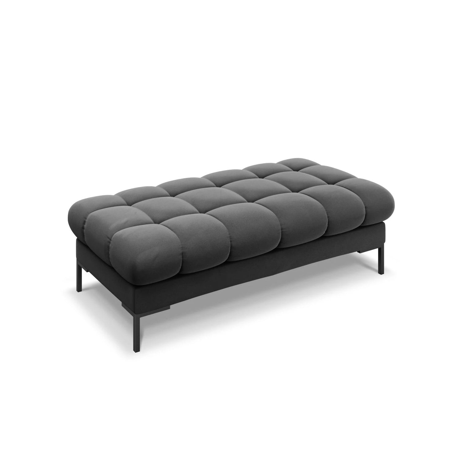 Mamaia 2-Sitzer Sitz-Bank, Metallbeine Schwarz, mit Bezug aus Samt (Blu18) in Dunkelgrau, 62x133 cm – Bild 1