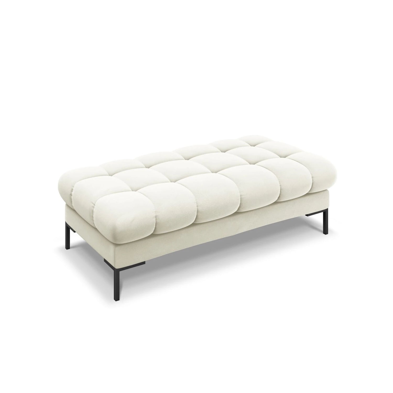 Mamaia 2-Sitzer Sitz-Bank, Metallbeine Schwarz, mit Bezug aus Samt (Blu22) in Leichtes Beige, 62x133 cm – Bild 1