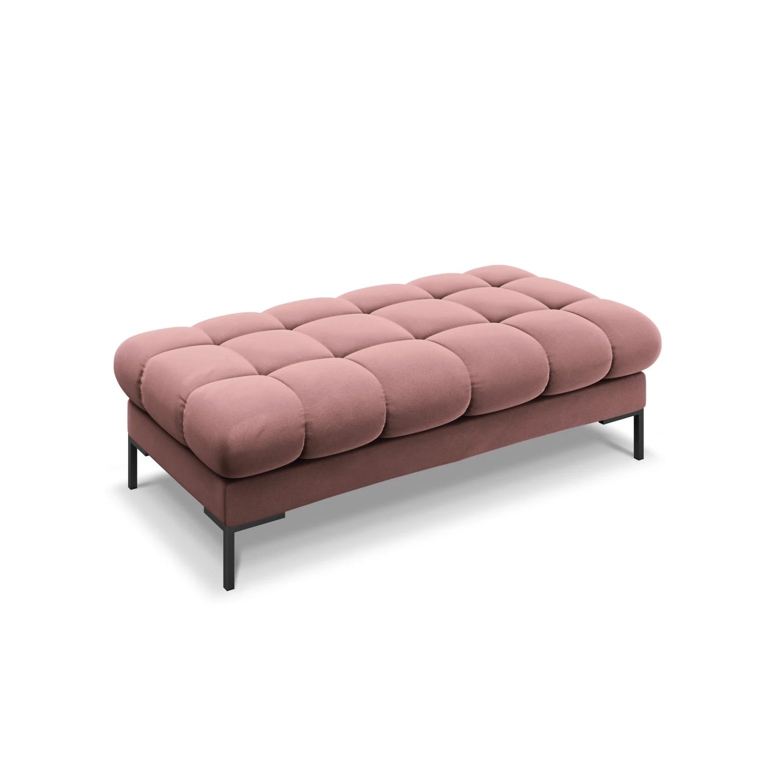 Mamaia 2-Sitzer Sitz-Bank, Metallbeine Schwarz, mit Bezug aus Samt (Blu52) in Rosa, 62x133 cm – Bild 1