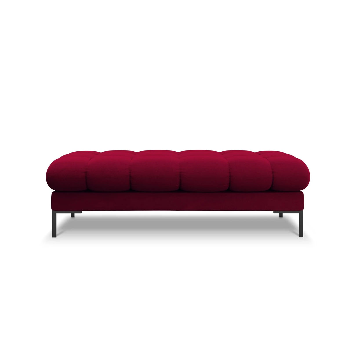 Mamaia 2-Sitzer Sitz-Bank, Metallbeine Schwarz, mit Bezug aus Samt (Blu59) in Rot, 62x133 cm – Bild 3