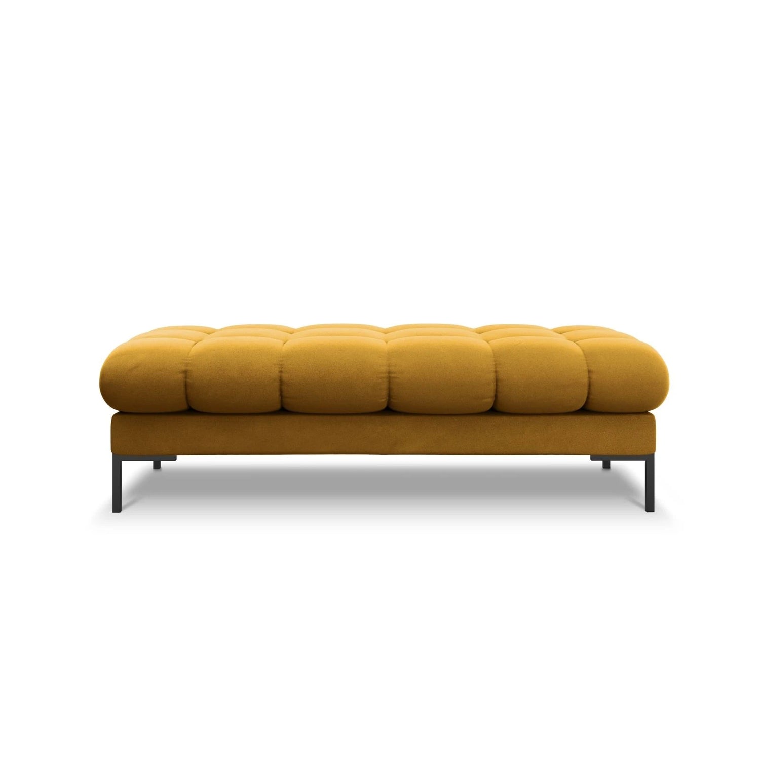 Mamaia 2-Sitzer Sitz-Bank, Metallbeine Schwarz, mit Bezug aus Samt (Blu68) in Gelb, 62x133 cm – Bild 3