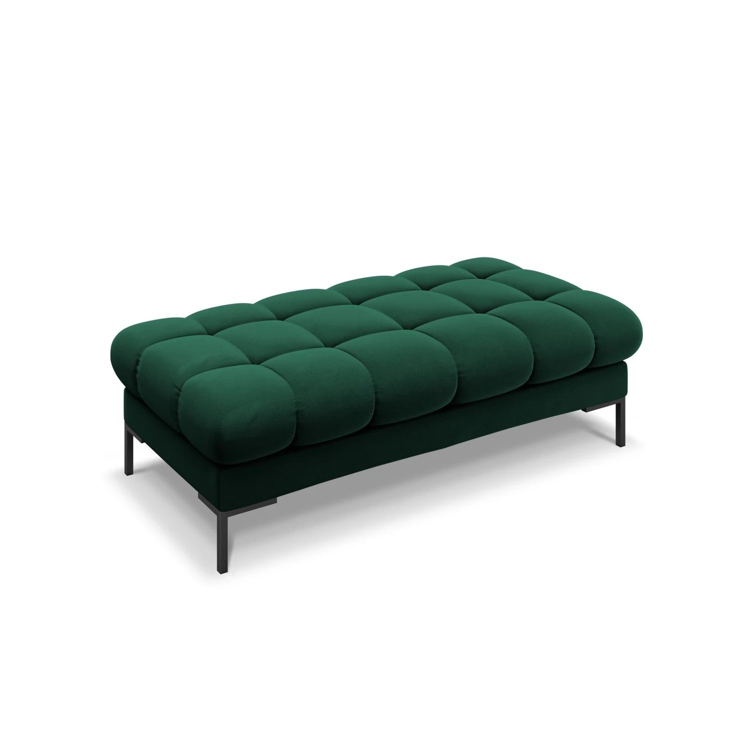 Mamaia 2-Sitzer Sitz-Bank, Metallbeine Schwarz, mit Bezug aus Samt (Blu78) in Flaschengrün, 62x133 cm – Bild 1
