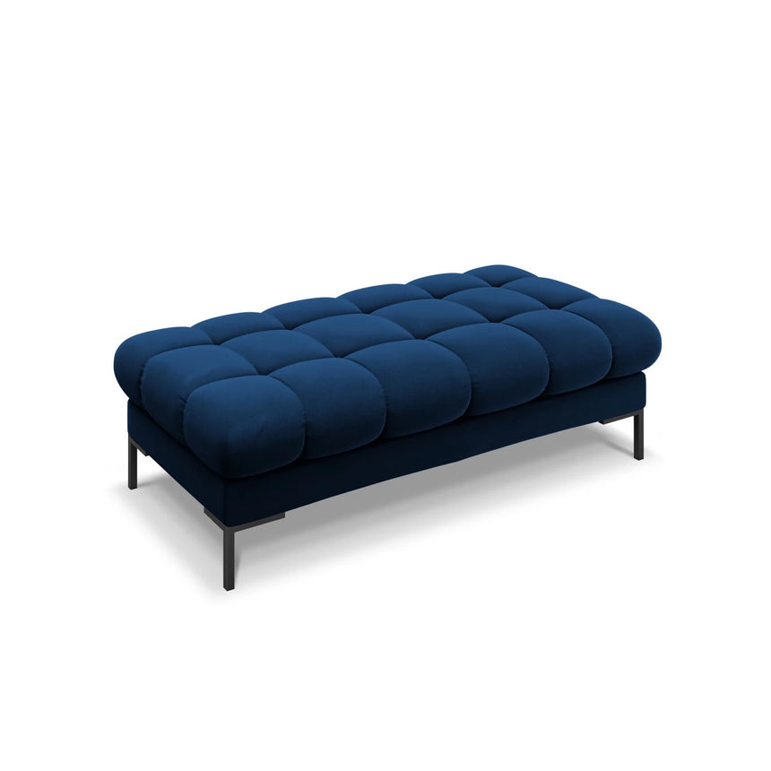 Mamaia 2-Sitzer Sitz-Bank, Metallbeine Schwarz, mit Bezug aus Samt (Blu86) in Königsblau, 62x133 cm – Bild 1