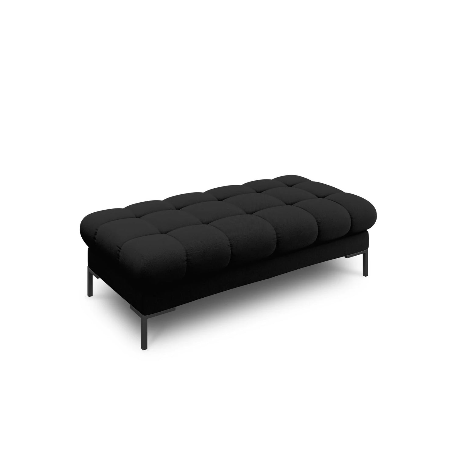 Mamaia 2-Sitzer Sitz-Bank, Metallbeine Schwarz, mit Bezug aus Strukturierter Stoff (Nev100) in Schwarz, 62x133 cm – Bild 1
