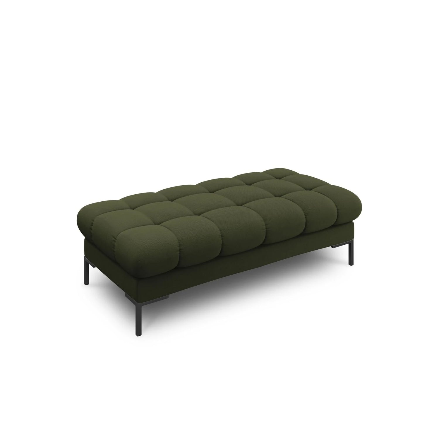 Mamaia 2-Sitzer Sitz-Bank, Metallbeine Schwarz, mit Bezug aus Strukturierter Stoff (Nev39) in Grün, 62x133 cm – Bild 1