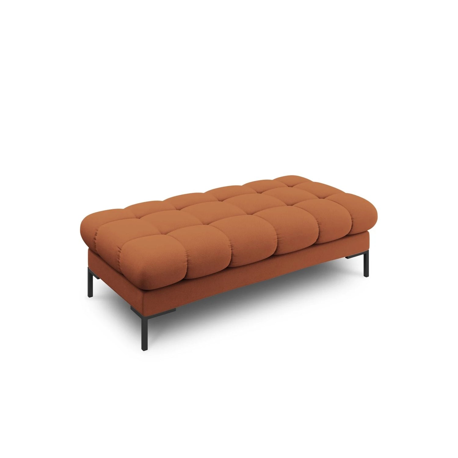 Mamaia 2-Sitzer Sitz-Bank, Metallbeine Schwarz, mit Bezug aus Strukturierter Stoff (Nev52) in Ziegel, 62x133 cm – Bild 1