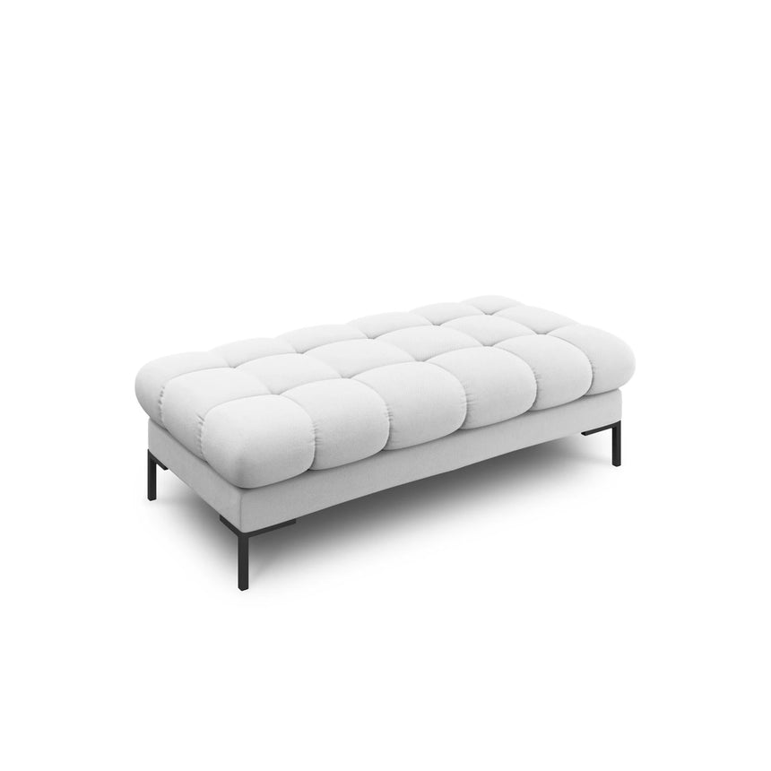 Mamaia 2-Sitzer Sitz-Bank, Metallbeine Schwarz, mit Bezug aus Strukturierter Stoff (Nev80) in Hellgrau, 62x133 cm – Bild 1